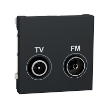 ⚡Розетка TV/FM terminal, 2 модулі Unica New антрацит (NU345254)