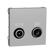 ⚡Розетка R-TV SAT terminal 2 модуля Unica New алюминий (NU345530)