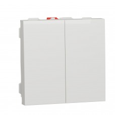 Выключатель 2-х клавишный схема 5, 10А, 2 модуля Unica New белый (NU321118)