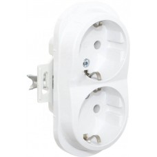 Подвійна розетка з заземленням Aling Conel EON біла (E604.0)