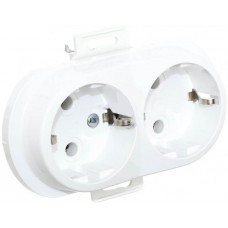 Подвійна розетка з заземленням Aling Conel EON біла (E604.0)