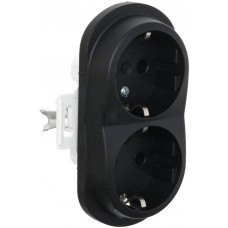 Розетка подвійна з заземленням Aling Conel серії EON. Колір "Чорний" (E604.E1)