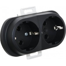 Розетка подвійна з заземленням Aling Conel серії EON. Колір "Чорний" (E604.E1)