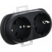 Розетка подвійна з заземленням Aling Conel серії EON. Колір "Чорний" (E604.E1)