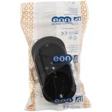 Розетка подвійна з заземленням Aling Conel серії EON. Колір "Чорний" (E604.E1)