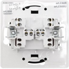 Переключатель перекрестный одноклавишный Aling Conel серии EON. Цвет "Черный" (E608.E1)