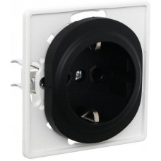 Розетка с заземлением и поликарбонатовой вставкой Aling Conel серии EON. Цвет "Черный" (E630.E1)