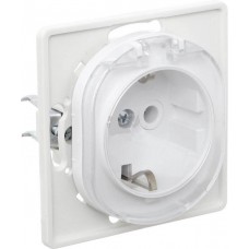 Розетка с заземлением с поликарбонатной вставкой и крышкой Aling Conel серии EON белая (E633.0)