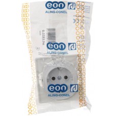 Розетка с заземлением с поликарбонатной вставкой и крышкой Aling Conel серии EON белая (E633.0)