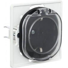 Розетка с заземлением с поликарбонатовой вставкой и крышкой Aling Conel серии EON. Цвет "Черный" (E633.E1)