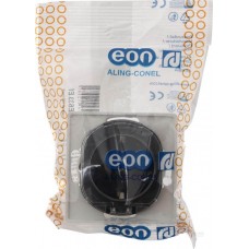 Розетка с заземлением с поликарбонатовой вставкой и крышкой Aling Conel серии EON. Цвет "Черный" (E633.E1)