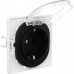 Розетка с заземлением с поликарбонатовой вставкой и крышкой Aling Conel серии EON. Цвет "Черный" (E633.E1)