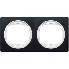 Рамка двойная горизонтальная Aling Conel серии EON "мягкий черный" с белой вставкой (E6701.E10)