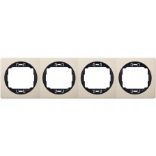 Рамка четырехместная горизонтальная Aling Conel серии EON. Цвет "Кремовый" с черной вставкой (E6704.9E)