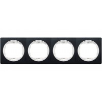 Рамка четырехместная горизонтальная Aling Conel серии EON.  "Мягкий черный" с белой вставкой (E6704.E10)