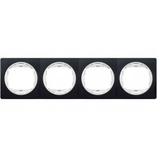 Рамка четырехместная горизонтальная Aling Conel серии EON.  "Мягкий черный" с белой вставкой (E6704.E10)