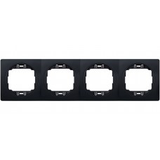 Рамка четырехместная горизонтальная Aling Conel EON "мягкий черный" с черной вставкой (E6704.E1E)