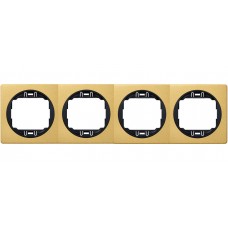 Рамка четырехместная горизонтальная Aling Conel серии EON.  "Золотой" с черной вставкой (E6704.GE)