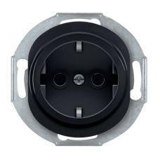 Розетка с заземлением и поликарбонатовой вставкой Aling Conel серии EON. Цвет "Черный" (E630.E1)