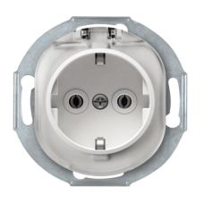 Розетка с заземлением с поликарбонатной вставкой и крышкой Aling Conel серии EON белая (E633.0)
