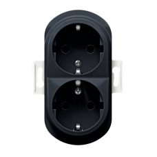 Розетка подвійна з заземленням Aling Conel серії EON. Колір "Чорний" (E604.E1)