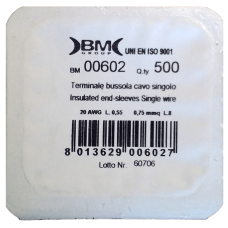 Кабельный наконечник трубчатый с изоляцией, сечение провода 0,75 мм (BM00602)