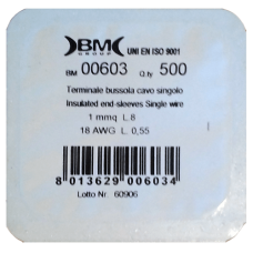 Кабельний накінечник трубчастий з ізоляцією, переріз дроту 1 мм