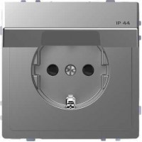 Розетка з/к та кришкою IP44 Merten D-Life. Колір Нержавіюча сталь Розетка з/к та кришкою IP44 Merten D-Life. Колір Нержавіюча сталь
