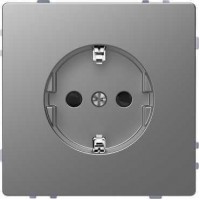 Розетка з/к зі шторками, гвинтовий затиск Merten D-Life. Колір Нержавіюча сталь