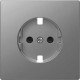 Лицьова панель для розетки зі шторками Merten D-Life. Колір Нержавіюча сталь