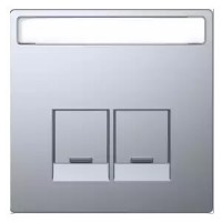 MTN4574-6036 Накладка для 2-мод.разъемов RJ с надписью Merten D-Life "Нержавеющая Сталь"