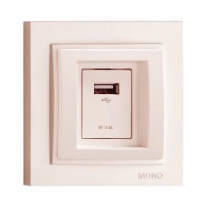 ⚡Розетка c USB-зарядкой (5В - 2.4А) серии Despina (Mono Electric). Цвет Слоновая Кость