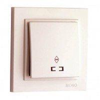 Вимикач одноклавішний прохідний з підсвічуванням 10А серії Despina (Mono Electric) Слонова кістка