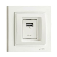 Розетка c USB-зарядкою (5В - 2.4А) серії Despina (Mono Electric). Колір Білий Розетка c USB-зарядкою (5В - 2.4А) серії Despina (Mono Electric). Колір Білий