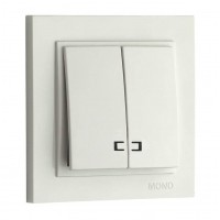 ⚡Выключатель двухклавишный с подсветкой 10А серии Despina (Mono Electric) Белый