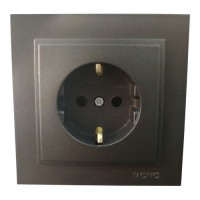 Розетка з заземленням одинарна серії Despina (Mono Electric). Колір Графіт