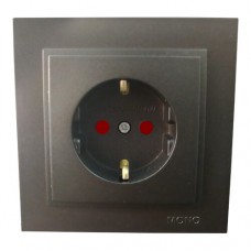 Розетка з заземленням та захисними шторками серії Despina (Mono Electric). Колір Графіт