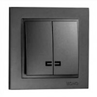 ⚡Выключатель двухклавишный с подсветкой серии Despina (Mono Electric). Цвет Графит