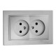 Розетка без заземлення подвійна серії Despina (Mono Electric). Колір Срібло