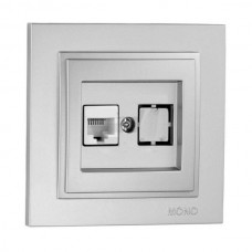 Розетка комп'ютерна (Rj45 Cat 6) серії Despina (Mono Electric). Колір Срібло