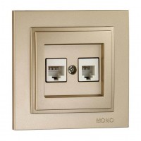 Розетка комп'ютерна подвійна (2xRj45 Cat 6) серії Despina (Mono Electric). Колір Титан Розетка комп'ютерна подвійна (2xRj45 Cat 6) серії Despina (Mono Electric). Колір Титан