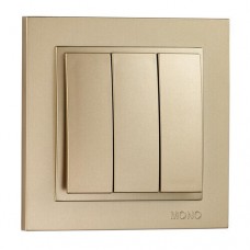 Вимикач трьохклавішний серії Despina (Mono Electric). Колір Титан