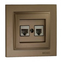 Розетка комп'ютерна подвійна (2xRj45 Cat 6) серії Despina (Mono Electric). Колір Бронза