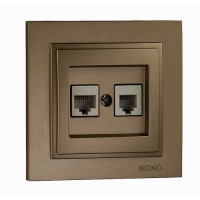 ⚡Розетка телефонная + компьютерная цифровая (RJ11 + RJ45 Cat3) серии Despina (Mono Electric). Цвет Бронза ⚡Розетка телефонная + компьютерная цифровая (RJ11 + RJ45 Cat3) серии Despina (Mono Electric). Цвет Бронза