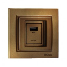 ⚡Розетка c USB-зарядкой (5В - 2.4А) серии Despina (Mono Electric). Цвет Бронза ⚡Розетка c USB-зарядкой (5В - 2.4А) серии Despina (Mono Electric). Цвет Бронза