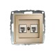 Механізм подвійної телефонної розетки цифрової (RJ11 CAT3A) серії Despina (Mono Electric) Кремова з панелью