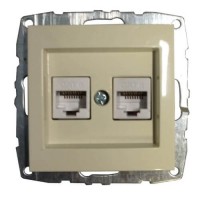 ⚡Механизм компьютерной + телефонной розетки серии Despina (Mono Electric) Крем с панелью ⚡Механизм компьютерной + телефонной розетки серии Despina (Mono Electric) Крем с панелью