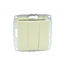 Механизм выключателя трёхклавишного 10А серии Despina (Mono Electric) Кремовый с клавишей