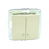 ⚡Механизм выключателя двухклавишные проходного 10А серии Despina (Mono Electric) Крем с клавишей