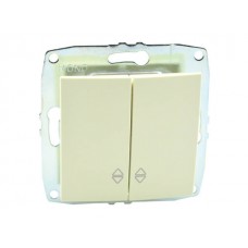 Механізм вимикача двухклавішного прохідного 10А серії Despina (Mono Electric) Кремовий з клавішею
